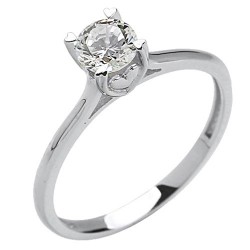 Λευκόχρυσο μονόπετρο δαχτυλίδι Κ9 με ζιργκόν